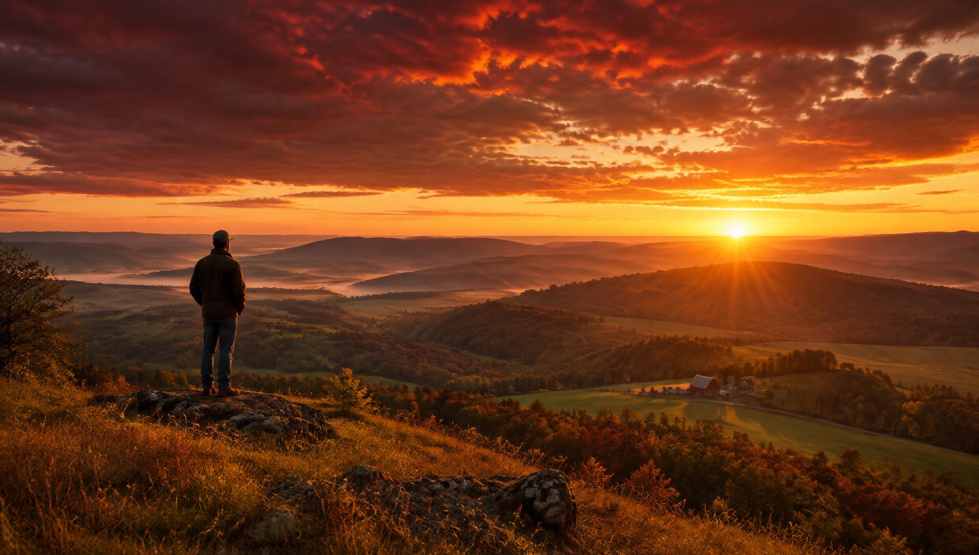 Sunrise over rolling Virginia hills